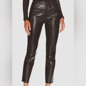 $448 Citizens of Humanity Jolene High-Rise Leather Pants 27 Mocha Brown Chic